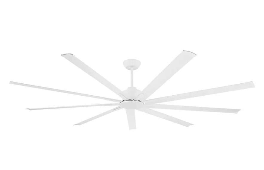 WINGBO Industrial Ceiling Fan No Light 96", 9 Aluminum Blades, 6 Speed Remote Control, Reversible DC Motor, for Home and Commercial Use, Living Room/Shop/Warehouse White