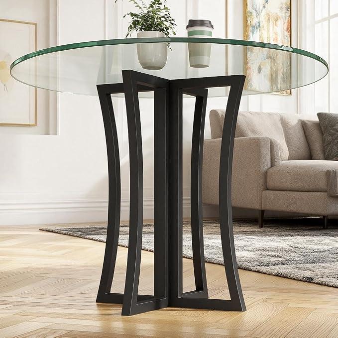 LBSLMJB Metal Desk Legs 28 Inch, Heavy Duty Wrought Iron Base for Glass, Marble, and Wooden Table Tops, Home, Kitchen, and Office Desk Legs (Black)