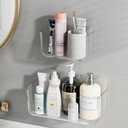 ZEXALOR Wall Mounted Storage Organizer Bins Organizing Shelf Basket Clear Plastic Makeup Organizer Adhesive Hanging Bin Fridge Organizer for Bathroom,Kitchen,Cabinet,Pantry,Countertops (XL+L)