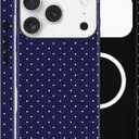 Magnetic Case for iPhone 17 Pro Max, Compatible with MagSafe, Aesthetic Polka Dot Cute Design for Women, Hybrid 2-Layer Hard Shell Phone Cover, Blue
