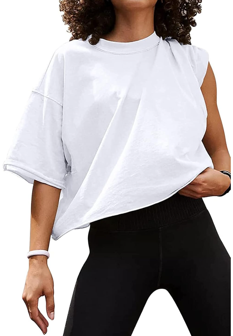 Women's Summer Short Sleeve Crop Tops Casual Basic Cotton Athletic Yoga Running T-Shirts, Size S