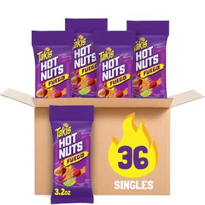 Takis Fuego Hot Nuts 36 Pack / 3.2 oz Snack Size Case, Hot Chili Pepper & Lime Flavored Extreme Spicy Double-Crunch Peanuts (EXP 06/26/26)