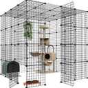 Eiiel Large Cat Cage Enclosures Indoor Detachable Metal Wire Kennels DIY Playpen Kitten Crate Large Exercise Place Ideal for 1-4 Cat (Without Platform