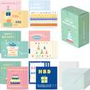 Monolike Day-by-day Card, Pop pop birthday Ver.1 - Mix 36 Mini Single cards, 36 envelopes, 36 stickers Package