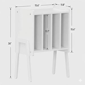 ,TUTOTAK Record Player Stand, Record Storage Table, End Table with Vinyl Holder Display Shelf, Side Table, Turntable Stand, Nightstand ,White