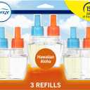 Febreze Plug In Air Freshener, Odor-Fighting Scented Oil Refill, Air Fresheners for Home and Bathroom and Kitchen, Long Lasting for Strong Odors, Hawaiian Aloha Scent, 0.87oz Refills, 3 Count