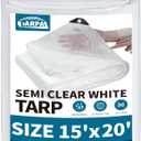 TARPAL 15'x20' Semi Clear White Tarp Waterproof Green House Cover with Grommets 7.5mil Clear Poly tarps for Gardening,Farm, Garden,Chicken CoopsOutdoor (15x20ft-Finished size)
