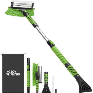 JOYTUTUS 41.5IN Extendable Snow Brush and Ice Scraper, 270Pivoting Snow Scraper Brush for Car Windshield, Telescoping Ice Scraper, Foam Grip, Heavy Duty Snow Remover for Cars, Trucks, SUV (Green)