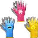 PROMEDIX P Kids Gardening Gloves Rubber Coated Work Gloves for Children Age 3-5,Soft & Breathable for Outdoor Play & DIY
