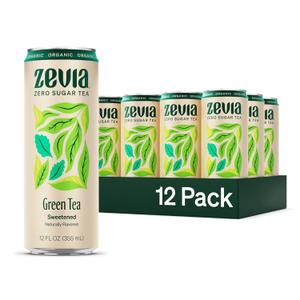 Zevia Zero Sugar Tea, Green Tea, 12 oz Cans (12-Pack)  Naturally Sweetened, Zero Calorie Sugar Free - Non-GMO Project Verified, Gluten-Free, Vegan