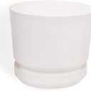 Elly Dcor 10 inch Plastic Cylinder Planter Pot with Self-Watering Saucer and Drainage Hole,Lightweight & Extremely Durable, 10"x 10", White