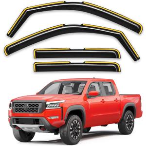 in-Channel Window Rain Guards Fit for Nissan Frontier 2022 2023 2024 2025 2026 Crew Cab, Extra Durable Window Deflectors Window Visors Vent Visors Vent Shades Car Accessories Truck -4 pcs