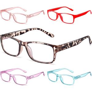 Gaoye Reading Glasses Blue Light Blocking, Spring Hinge Readers for Women Anti Glare Filter Lightweight Eyeglasses (5-Pack Mix Color 2, 1.25)