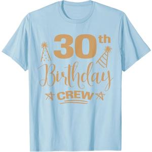 30 Year Old B-Day Funny 30th Birthday Crew Group Friends T-Shirt L