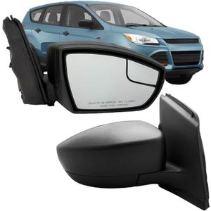 Passenger Side Mirror Compatible With 2013-2016 Ford Escape With Power Glass Manual Folding Texture Black Non-Heated Replace#CJ5Z17682BA