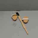 Wood Body Brush Set,20.6 Long Handle Bath Body Back Scrubber Soft & Stiff Bristles Detachable 2 Brush Heads Gentle Exfoliator Remove for Wet & Dry Use