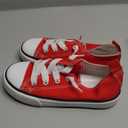 Boys Girls Cushioned Canvas Shoes Slip On Sneakers Soft and Durable Red,Size 13