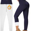 Women's Fleece Lined Leggings Weather Thick Thermal Warm Winter Tights Butt Lift High Waist Tummy Control Yoga Pants (Blue, XS)