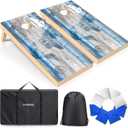 Cornhole Board Set, Regulation Size 4 x 2FT/3 x 2FT Solid Wood Corn Hole Game Set with 8 Bean Bags,2 Cornhole Boards and 1 Carry Bag for Outdoor Beach Toss Games Competitions
