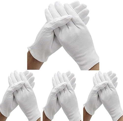 18 Pcs (9 Pair) White Cotton Gloves for Dry Hand Moisturizing Cosmetic Eczema Hand Spa and Coin Jewelry Inspection, Checking Gloves, Serving Gloves Stretchable Lining Gloves Moisturizing Gloves