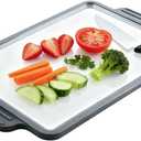 Eralivmart Tempered Glass Cutting Board for Kitchen Clear Glass Cutting Board with Non Slip Silicone Edges Chopping Board with Hanging Hole for Countertop Kitchen Dishwasher Safe