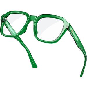 VISOONE Oversized Square Blue Light Blocking Glasses Fashion Computer Eyewear for Women and Men BENNETT (Basil Green)
