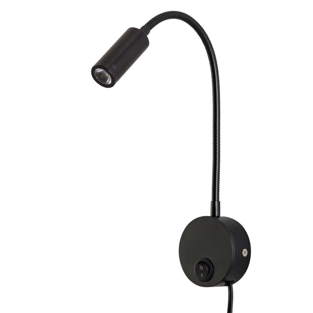 Agese Reading Lamp Wall Sconces Light LED 3W Warm White 3000K Plug for Reading Books (Black 2pcs 3000K Cord)
