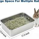 Stainless Steel Rabbit Litter Box,Bunny Litter Pan with Widened Grid,Toilet Tray,High Back Wall,Deep Waste Storage (Medium)