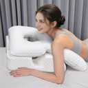 Face Down Pillow After BBL or Eye Surgery, Home Massage Pillows Face Down Chair for Sleeping & Stomach Sleeper, Soft BBL Adjustable Prone Massage Pillows with Removable Cover