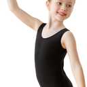 Daydance Lined Spandex Vest Girls Leotards for Ballet, Dance, Gymnastics, Swim (7-8 Years, Black-vest Lining)