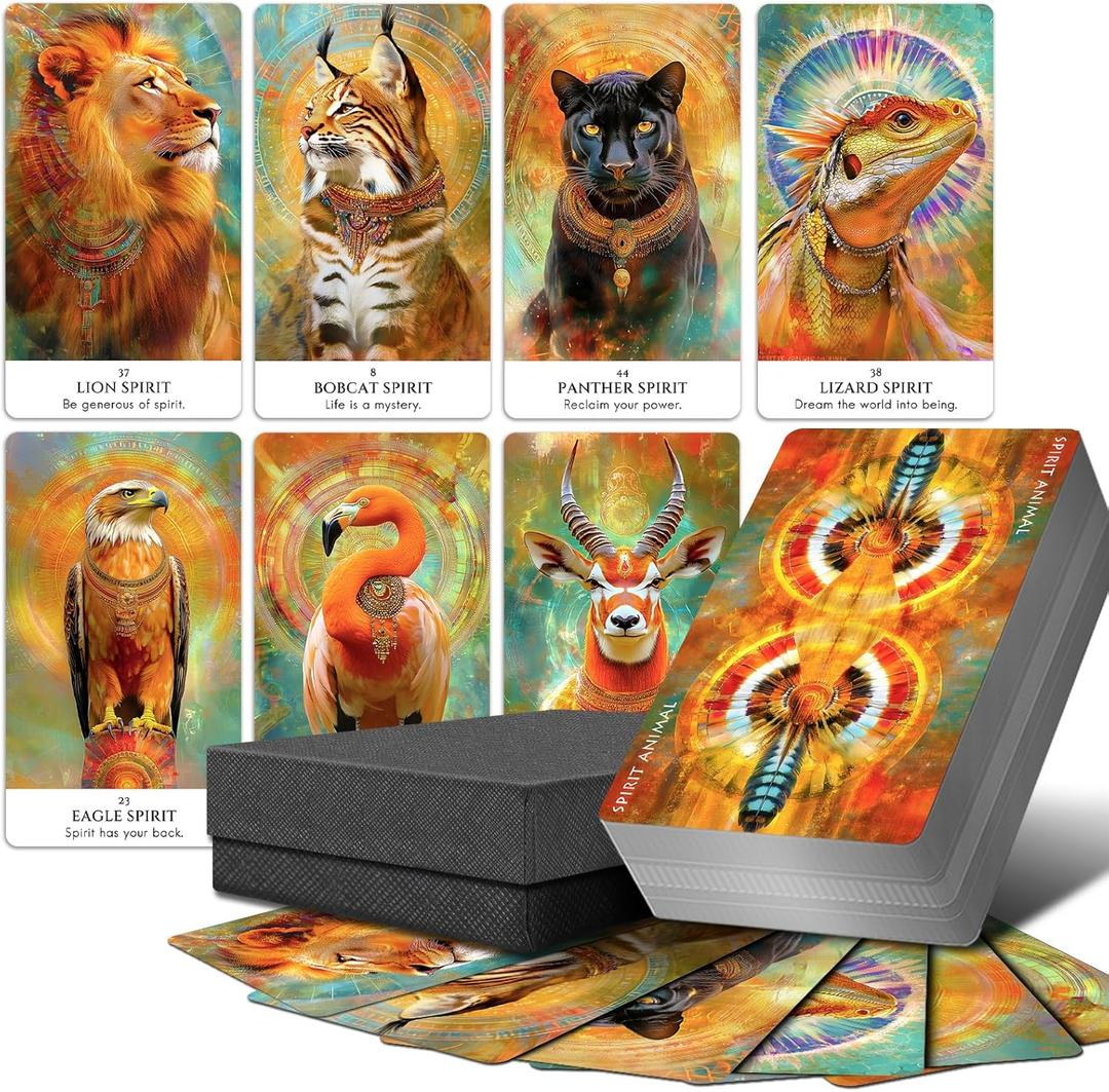 Animal Spirit Oracle Cards, 68 Mystical Animal Totems Oracle Card Deck with Meanings on Them for Beginners Spiritual Guidance