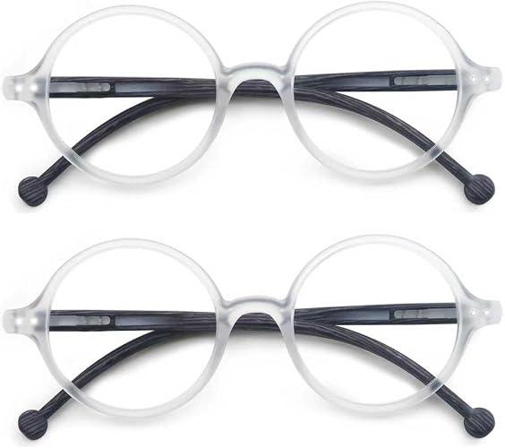 TISHUI Round Reading Glasses for Women Men +0.75 Blue Light Blocking Circular Readers Unisex Blue Ray Circle Cheaters Glasses Ultra Lightweight Blueblockers, 2 Pairs of Clear Reading Glasses