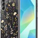 Unov Case Compatible with Galaxy A16 5G / 4G Flower Girly Floral Golden Embossed Pattern Design Slim Protective Soft TPU Bumper Back Cover
