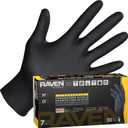 SAS Safety 66518 Raven Powder-Free Disposable Black Nitrile 7-Mil Gloves, Large, 100 Gloves by Weight