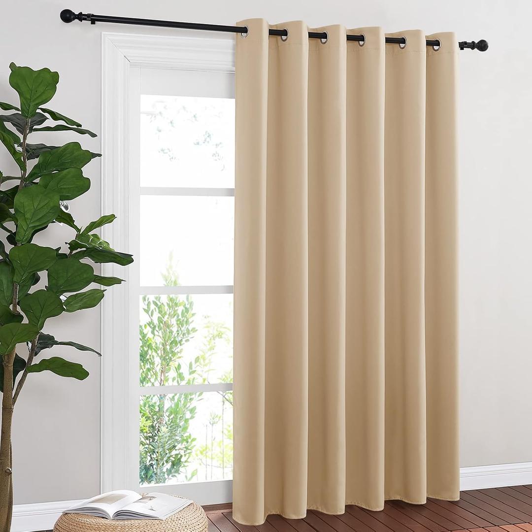 NICETOWN Sliding Door Blinds Window Treatment, Blackout Patio Door Curtain Panels, Privacy Thermal Drapes for Department (Biscotti Beige, W80 x L84)