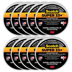 Scotch 3M Super 33+ Vinyl Electrical Tape.75-Inch by 66-Feet, 10-Pack