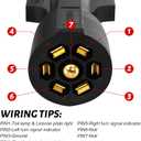 LED Magnetic Trailer Light Kit, 2PCS LED Trailer Light Universal, Direction Indicator Brake License Plate Light, IP68 Waterproof, Adsorbed Magnet, with 24ft Cable 7-pin Plug (Red Amber Lens)