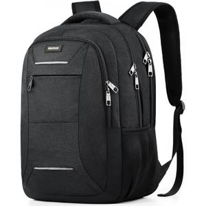 Backpack for Men and Women, School Backpack for Teens, Black Backpack for Boys with USB Charging Port Fits 15.6 Inch Laptop, Water Resistant Travel College Bookbag