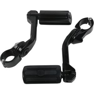 XFMT 1.25" 32 mm Long Angled Adjustable Highway Foot Pegs Peg Mount For Harley Davidson (Black Style 1)