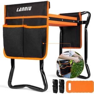 Garden Kneeler and Seat, Foldable Garden Stool, Heavy Duty Garden Chair for Kneeling and Sitting, Gardening Gifts for Women, Grandparents, Seniors, Mom & Dad (Orange)