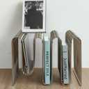 Modern Metal Magazine Rack, home decor accent，Silver Wire Book Organizer, 15.75x11.81x11.81 Inch, Decorative Storage Display Shelf for Living Room（M-shape）