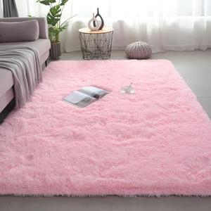 Shag Area Rugs for Bedroom Living Room, 115" x 97", Ultra Soft Fluffy Area Rugs for Dorm, Indoor Carpet Nursery Rugs for Kids Girls Room Home Decor,Pink