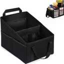 BLIRITEL Car Seat Organizer for Front & Back Seat, Passenger Seat Organizer, Small Car Seat Storage Caddy for kids & Adult with Divide, Handles and Multiple Mesh Pockets (Black)