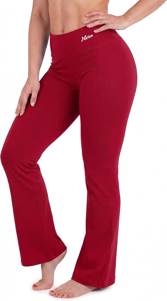 NirLUX Bootcut Leggings for Women – High Waisted Yoga Pants Women – Tummy Control Workout Womens Leggings (8 32", Salsa)