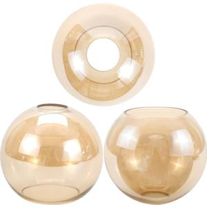 3 Pack Amber Glass Globe Shade Fixture Replacement, 5.11 Inch Diameter, E26 Base 1-5/8 Inch Fitter, Glass Globe Lampshade Cover for Pendant Wall Sconce Chandelier Vanity Light (Amber, 5.11 Inch)