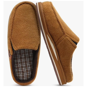 ONCAI Mens Clog Slippers with Arch Support Stripe Faux Fur Cotton-Blend High-Density Memory Foam Warm House Slippers Slip-on Indoor Outdoor Rubber Sole Size 11