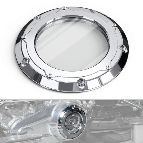 NICECNC Chrome Transparent Derby Cover Clear Derby Clutch Cover Clutch Protection Cover Compatible with Harley Road Glide FLTRX 2017-2024, Road King FLHR 2017-2024, See Fitment