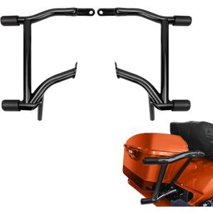 Saddlebag Guard Tip-Over Crash Bars for Harley Touring Street Glide Road Glide Road King Electra Glide Ultra Limited CVO 2009-2024 Gloss Black Saddle Bag Protection Crash Bar