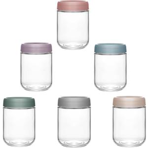16 Oz Overnight Oats Containers with Lids - 6 Pack Glass Storage Jars with Airtight Lids Wide Mouth Mason Food Jars Great for Meal Prep Salad Chia Pudding Snacks Yogurt Sugar Spice Cereal