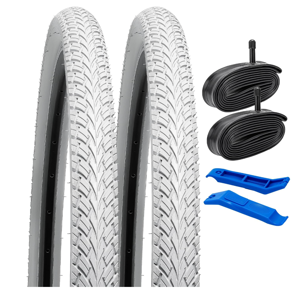 YUNSCM 2-PCS 26" Bike Tires 26x1.75/47-559 and 26" Heavy Duty Bike Tubes Schrader Valve AV32mm Compatible with Road Bike 26 x 1.75 26X1.75 Bicycle Tires and Tubes (Y-808)